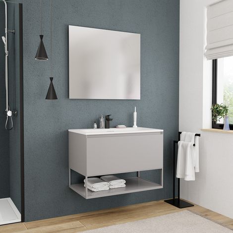 Ceramia Neues Ceramia-Badmöbel 80 cm, FSC-zertifiziert, perlgrau (CERAMIA-1LG80)