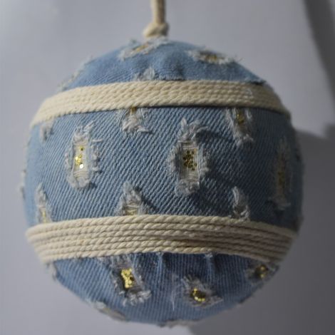 6 Palline celeste per addobbi albero di natale decorazioni corda natalizi cm10 (1/5)