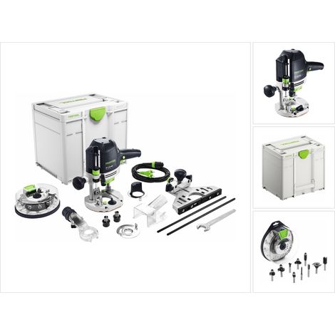 Festool OF 1400 EBQ-Plus + Box-OF-S fresadora 1400 W 6 - 12,7 mm ( 576540 ) + Juego de fresas de 10 piezas + Systainer