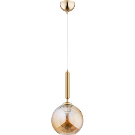Suspension moderne dorée verre ambre boule Ø20 E27 (1/3)