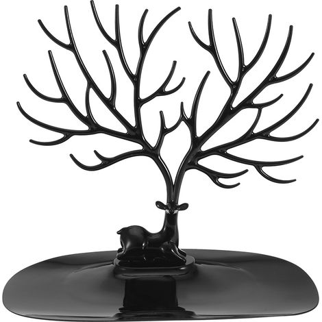 Porte-bijoux organisateur en forme de bois de cerf pour colliers, bracelets et pendentifs - Support de présentation noir (1/5)