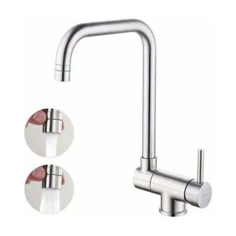 Mitigeur cuisine bec rabattable inox nickel brossé (1/4)