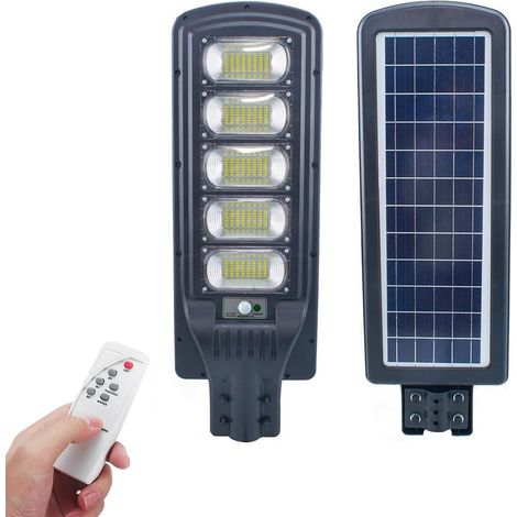 Lampadaire à charge solaire 250W avec détecteur de mouvement et télécommande