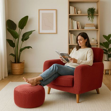 Cord pouf - rundes bodenkissen weich und vielseitig