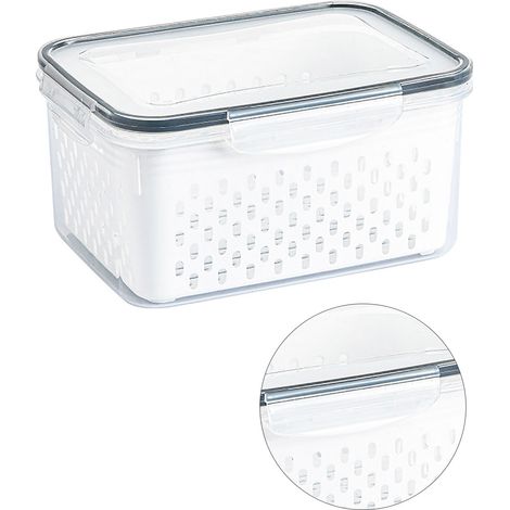 Panier égouttoir transparent pour fruits et légumes, récipient de rangement pour ustensiles de cuisine, 1750 ml (1/5)