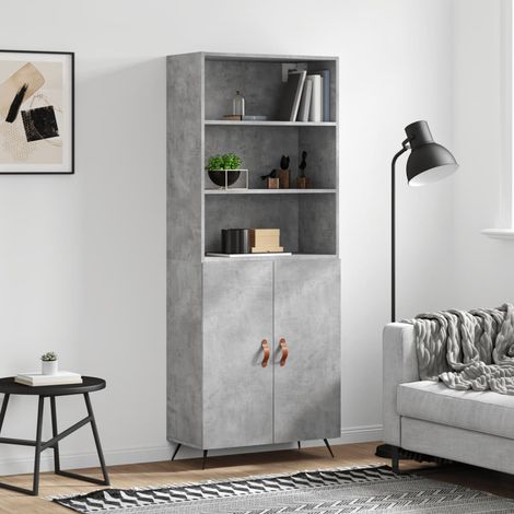 Buffet de Salon,Buffet Commode industriel haut Gris béton 69,5x34x180 cm Bois d'ingénierie -QS20383 (1/5)