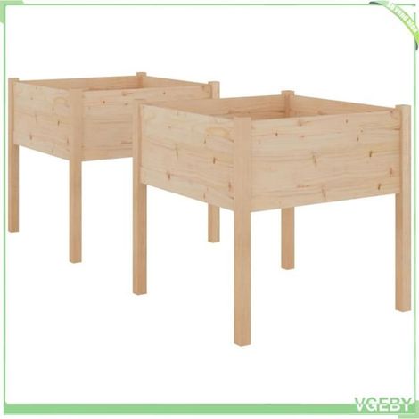 Jardinière d'extérieur - FAFEICY - 810810 - Bois de pin massif - 70x70x70 cm - Lot 2 pièces (1/5)