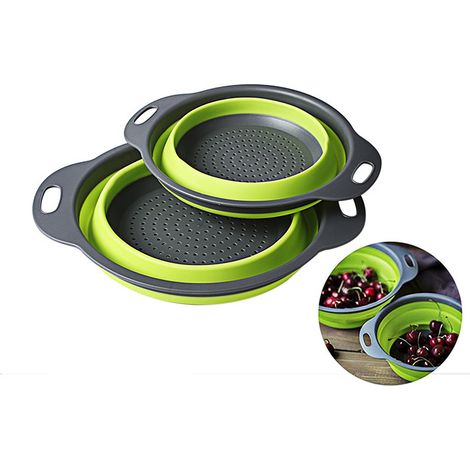 Panier de Lavage de Légumes en Silicone Pliable - Passoire et Égouttoir avec Poignée (1/4)