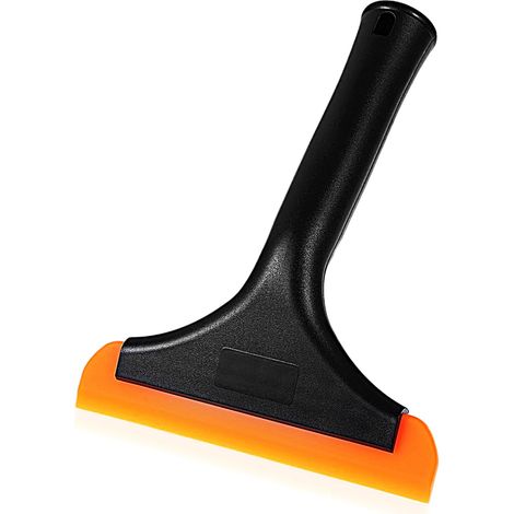 1 petite raclette en silicone souple multifonction pour pare-brise de voiture avec lame de 15 cm pour porte en verre miroir (noir orange) (1/5)