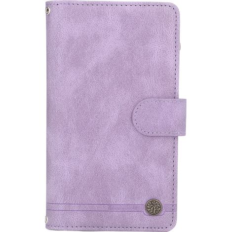 Housse Portefeuille pour Téléphone en Cuir PU avec Fente à Cartes, Fermeture Magnétique, Antichoc, Coque Protection Violet pour iPhone (1/5)