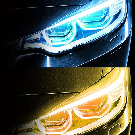 Lot de 2 Lampes LED Silicone 60cm pour Voiture, Bandeau Lumineux Fluorescent Type Scanner, Feux de Jour (1/3)