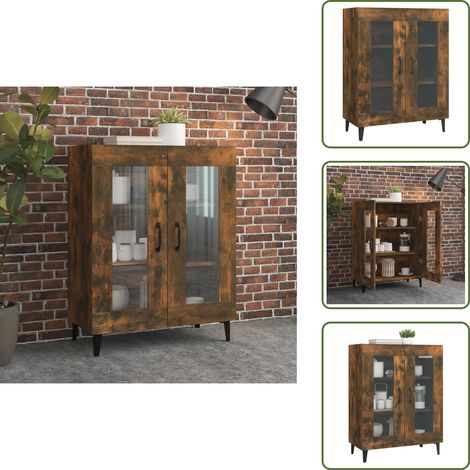 Credenza con ante in vetro - vidaXL Credenza Rovere Fumo 69,5x34x90 cm in Legno Multistrato -