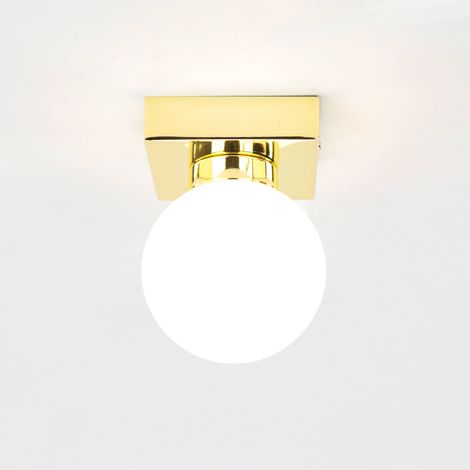 Badezimmerleuchte Kugelschirm Glas Metall G9 Ø 9 cm klein Deckenlampe Wandleuchte Bad