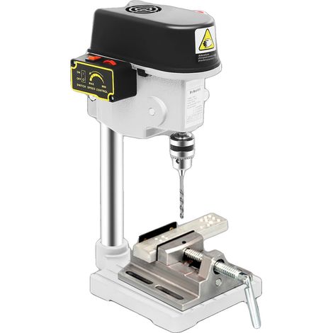 Mini perceuse à colonne, 340W, 220V, 3 vitesses réglables, profondeur de perçage max. 25mm, diamètre de serrage du mandrin 1-10mm (1/5)