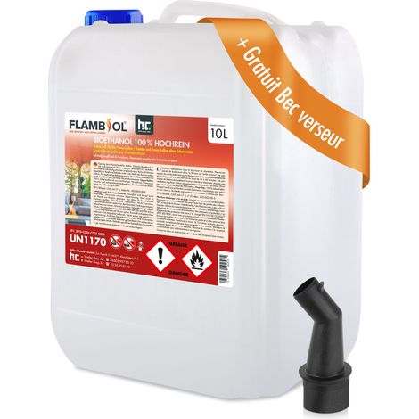 Höfer Chemie Gmbh – Bioéthanol 100% Hochrein 10 L – Combustion propre et inodore – Pour cheminées et foyers à éthanol – Écologique et économique