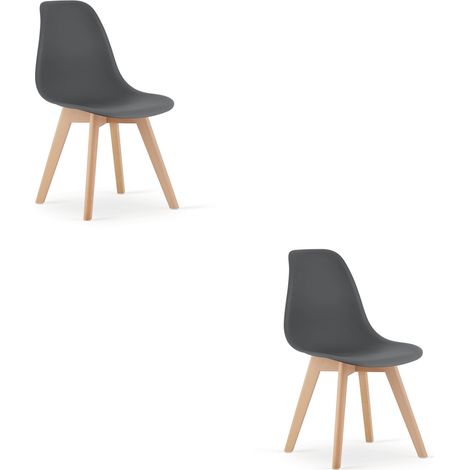 Set di 2 sedie Kito grigio scuro con gambe in faggio (1/5)