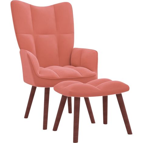 Chaise de relaxation avec repose-pied Fauteuil relax - Rose Velours BonneVie-70398 (1/5)