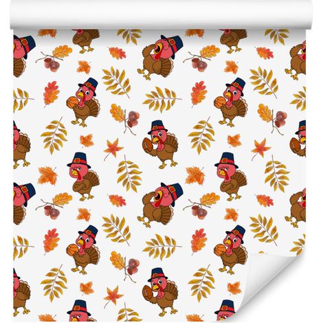 Papier peint Turquie blanc, crème, beige et orange pour salon et chambre 50x1000 cm (1/5)