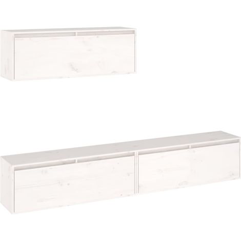 Mueble TV multimedia Estante TV Aparador TV Comedor Salón Dormitorio 3 piezas Madera maciza de pino blanco 020028670