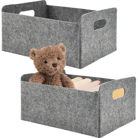 Filz-Aufbewahrungskorb, faltbare Box für Regale und Schubladen, 31 x 25 x 15 cm, 2 Stück, Grau (1/5)