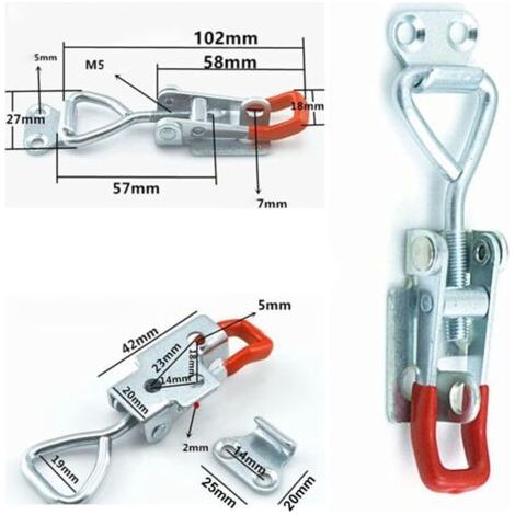 NALOOKAMIC Loquets �� Bascule R��glables, Loquet �� Bascule ���GH-4001, 4 Pi��ces Fermetures de Serrage, Capacit�� de Charge Jusqu'�� 180kg/400lbs