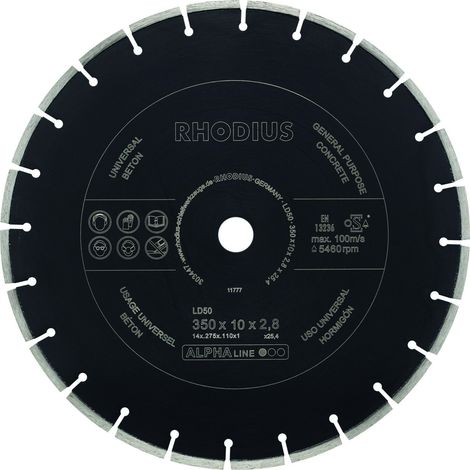 Rhodius Diamanttrennscheibe LD50 Stein Ø 350 mm Bohrung 25,4 mm für Winkelschleifer