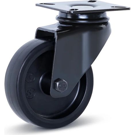 Roulette pivotante - MESO - Meuble noire - Platine - 75mm - 60kg
