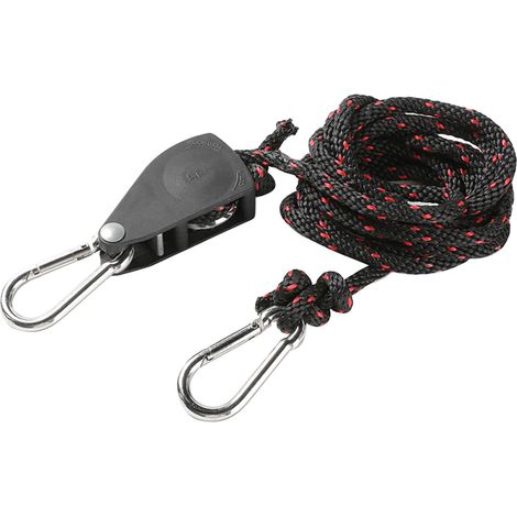 Poulie simple en acier inoxydable, roulette réglable avec 2 crochets solides et corde longue 2m/6,6ft pour levage de lampe, siège 1 place. (1/5)