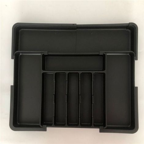 Range Couverts pour Tiroir, Rangement Couverts Tiroir Cuisine Avec 8Compartiments, Range Couverts en Silicone 37 33cm, pour Rangement Des Couverts de Cuisine, Rangement à Tiroirs, Noir