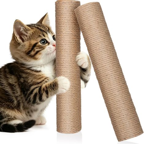 Griffoir pour chat Poteau en sisal 2 pièces de rechange pour arbre à chat DIY de 30 cm, accessoires d'intérieur, support pour exercice et soin des griffes (couleur café) (1/5)