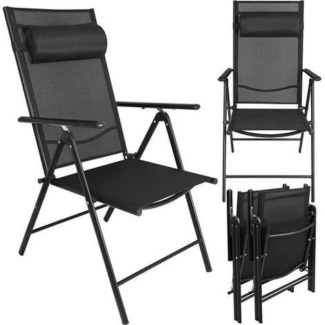 Folding Garden Chairs, Set of 2, Black, Adjustable (1/5)