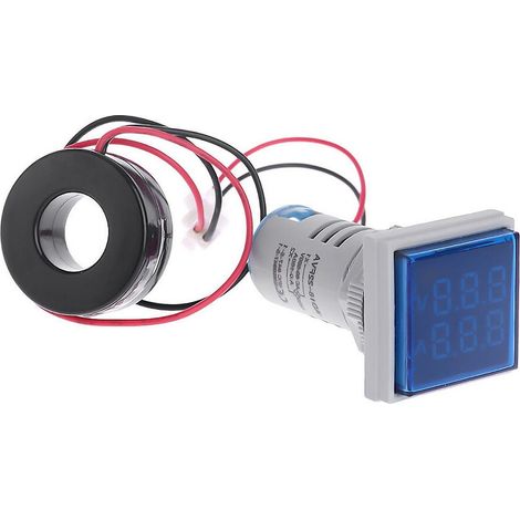 Mini-Quadrat-LED-Digitalvoltmeter, Amperemeter, Signalleuchte, Spannungs- und Strommesseranzeige, Wechselstrom 60–500 V
