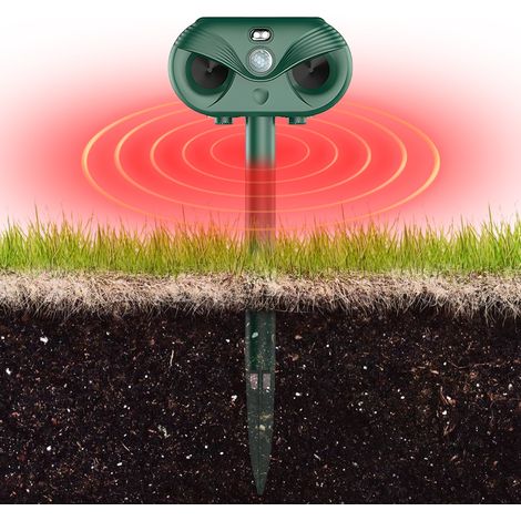 Ultraschall-Tierabwehrgerät mit Solarantrieb, Bewegungsmelder mit blinkender LED, wasserdicht (grau) (1/5)