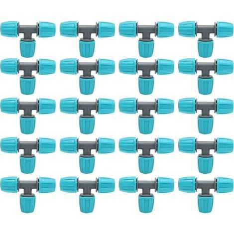 20 Stück T-Stücke mit Widerhaken, XU, 16 mm Schlauchverbinder mit Widerhaken für Tropfbewässerung, 3-Wege-Adapter für die Gartenbewässerung von Pflanzen KZQ - KZQ (1/4)