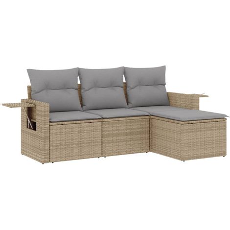 Maison Exclusive - 4-tlg. Garten-Sofagarnitur mit Kissen Beige Po