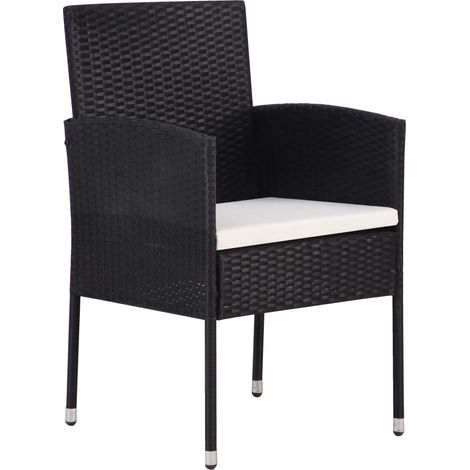 Maison Exclusive - Sedie da Giardino con Cuscini Bianco Crema 4pz Nere Polyrattan (1/5)