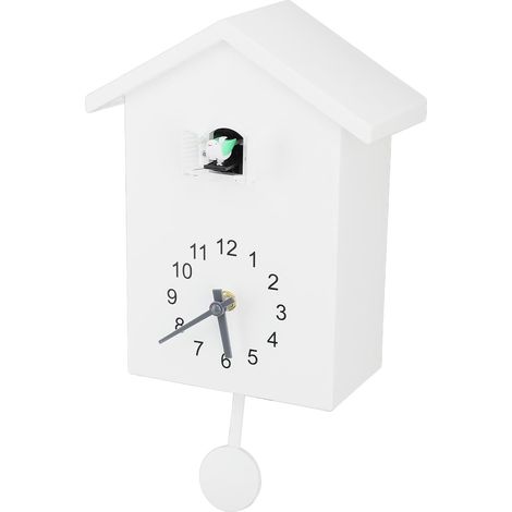 Birdhouse-Shaped Wall Clock, ABS Plastic Pendulum with Silent Sweeping Movement, Bird Call, 20 x 25 x 9 cm, for Living Room, Bedroom, Office (1/5)