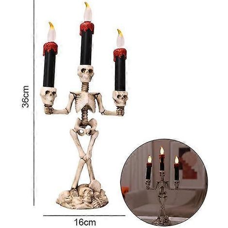 Crâne lumineux LED pour Halloween, bougie fantôme, bougeoir à piles, sans flamme, accessoire d'horreur pour fête d'Halloween, bar décoré. (1/5)