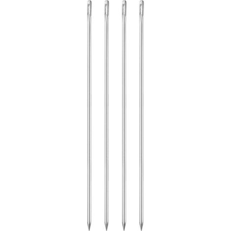 4x Nähnadeln mit großem Öhr, 200mm, Stahl, für Handnähen & Handwerk
