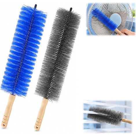Brosse de nettoyage pour ventilateurs de plafond et plumeau télescopique (anti-toiles d'araignée) tête en microfibre flexible, lavable et réutilisable (lot de 2) (1/5)