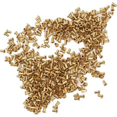 500 pièces d'œillets en laiton perforés décoratifs, haute résistance à la corrosion, boucles en cuivre 1,7x3,5x2,8mm pour bricolage et couture (1/5)