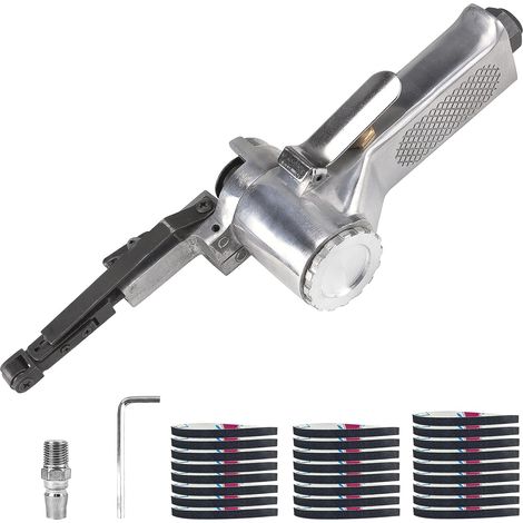 28 Pièces Ponceuse À Bande Pneumatique Portable Avec Poignée Rotative 360°, 25 Bandes 330x10mm, Mini Ponceuse À Bande/Polisseuse, Outil Pneumatique Pour Carrosserie Pour Métal, Bois, Polissage (1/5)