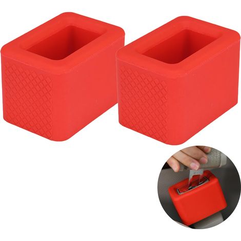 2-Piece Car Seat Belt Buckle Holder, Seat Belt Buckle Support, Car Seat Attachment Holder, Suitable for Cars, Red (1/5)