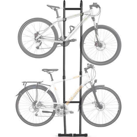 Mophorn Supporto per Bicicletta per 2 Bici Rastrelliera Verticale Autoportante, Portabiciclette da Pavimento con Ganci Regolabili in Altezza, Struttura in Acciaio al Carbonio Resistente, Nero (1/5)