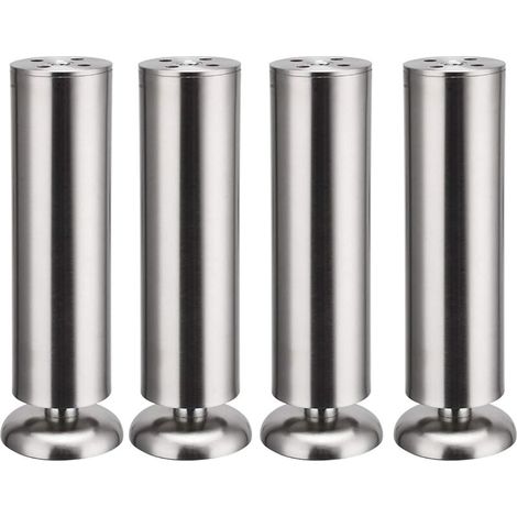 4x 300mm Furniture legs stainless kitchen cabinet round feet, rubber mat, safe and quiet (1/4)
