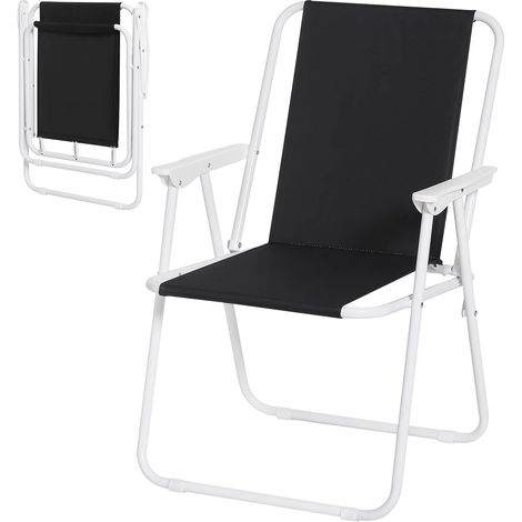 WOLTU Silla de Camping Silla Plegable Ultraligera Silla de Acampada de Playa o Camping para Exteriores Silla Jardin Negro (1/5)
