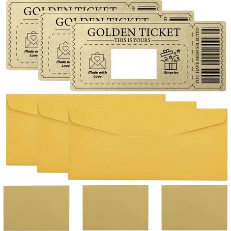 Ticket À Gratter - 20 x 9 cm - Pour Cartes Cadeaux Personnalisées - Enveloppe Incluse - Lot De 3 (1/5)