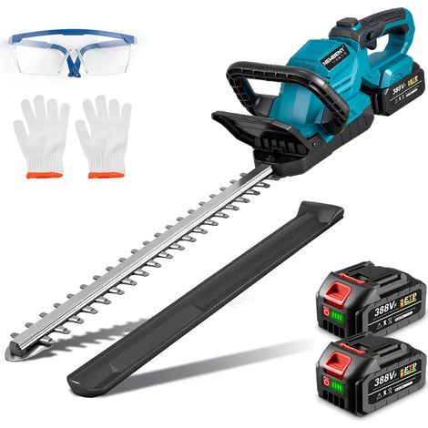 Taille-haies sans fil 53cm,Fourreau de protection,Poignée rotative à 180° ,Avec deux batteries de 3,0 Ah
