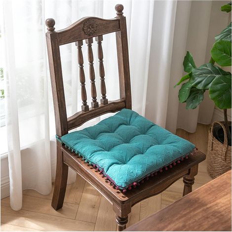 Galette chaise carrée 40x40 cm sky blue, lot de 2, intérieur/extérieur, attaches (1/4)