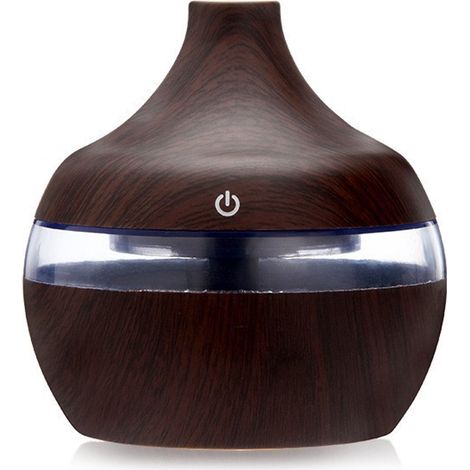 Humidificateur à motif bois avec veilleuse colorée - Motif bois foncé